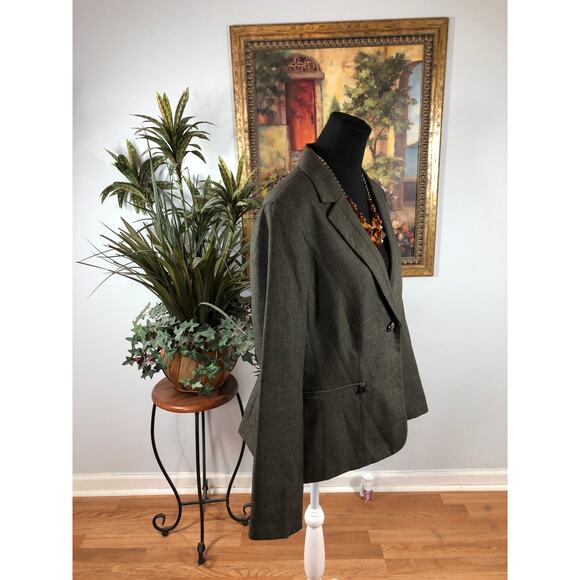 Emily Women Single Button Blazer Brown Size 14 Lapel Notch Collar Executive - Picture 3 of 13